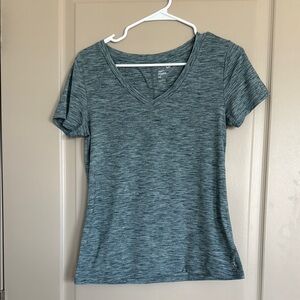 Heather Green GapFit Breathe V-Neck Women's Top